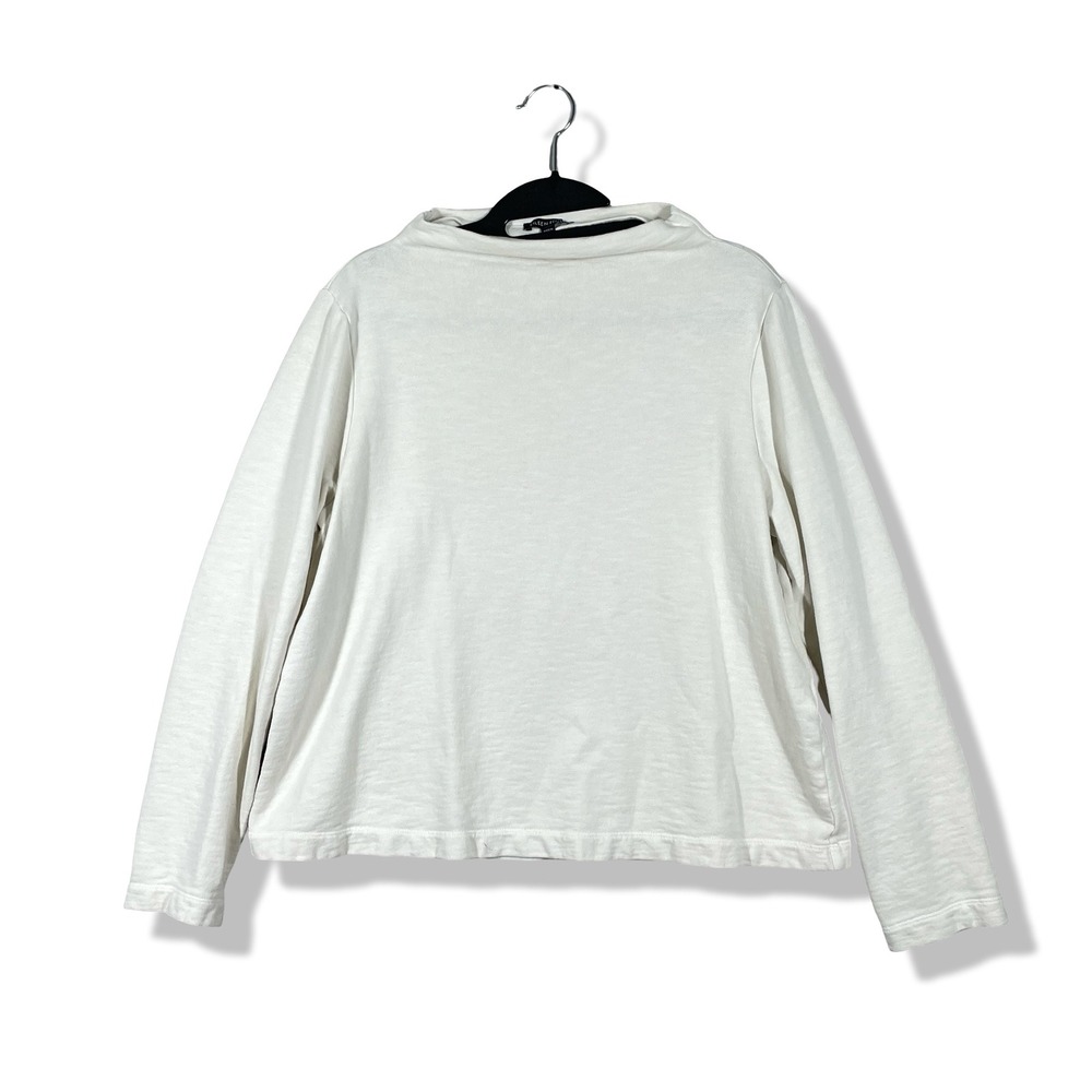 Eileen Fisher Boat Neck Top Womens S Organic Cotton Minimalist Quiet Luxury